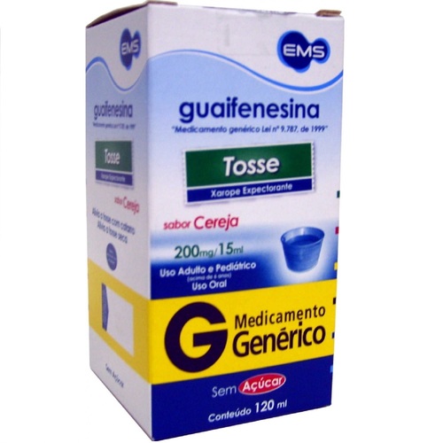 Imagem de Guaifenesina EMS 13,33mg/mL, caixa com 1 frasco com 120mL de xarope + copo medidor