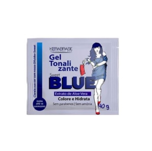 Imagem de Gel Tonalizante KeraBrasil Sweet blue, sachê com 40g