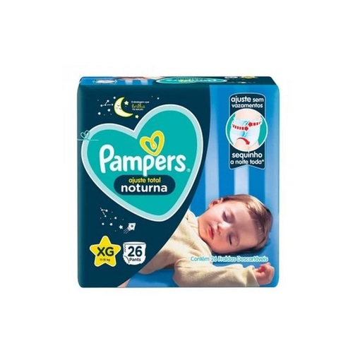 Imagem de Fralda Pampers Pants Ajuste Total Noturna XG, pacote com 26 unidades