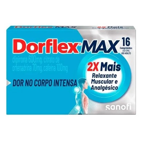 Imagem de Dorflex Max 600mg + 70mg + 100mg, caixa com 16 comprimidos