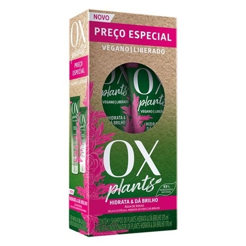 Imagem de Kit OX Plants Hidrata & Dá Brilho shampoo com 375mL + condicionador com 170mL