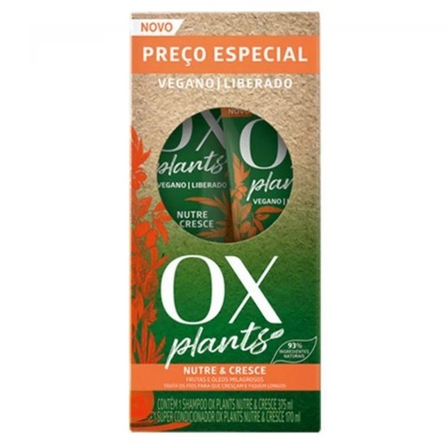 Imagem de Kit OX Plants Nutre & Cresce shampoo com 375mL + condicionador com 170mL