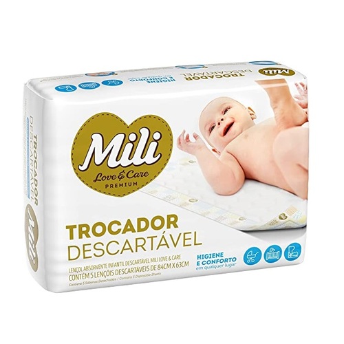 Imagem de Trocador Descartável Mili Love&Care pacote com 5 unidades