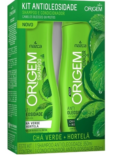 Imagem de Kit Origem Antioleosidade Chá Verde + Hortelã shampoo, 350mL + condicionador, 350mL