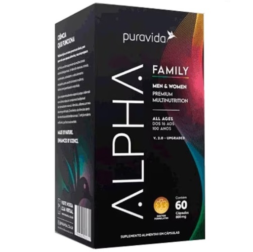 Imagem de Alpha Puravida Family Men & Women Premium Multinutrition frasco com 60 cápsulas