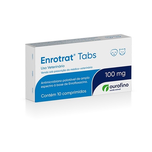 Imagem de Enrotrat Tabs Uso Veterinário 100mg, caixa com 10 comprimidos