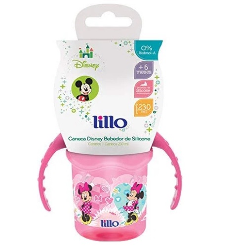 Imagem de Caneca Antivazamento Lillo Disney 6+ meses, Minnie, rosa com capacidade de 230mL