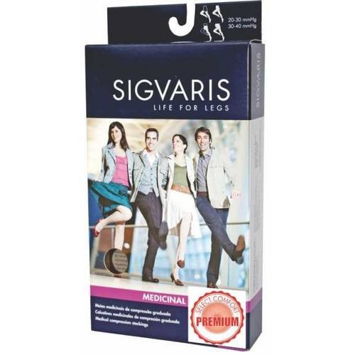 Imagem de Meia 3/4 Sigvaris Select Comfort Premium 20-30mmHg M, curto, ponteira fechada, natural