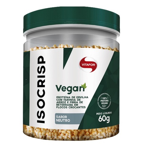 Imagem de Isocrisp Vegan Vitafor sabor neutro, em flocos, pote com 60g