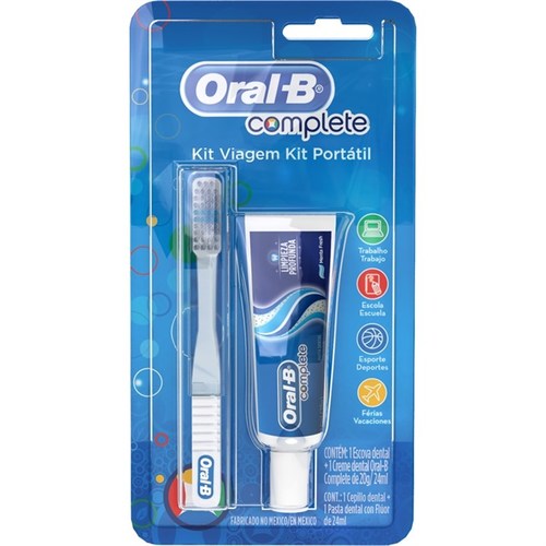 Imagem de Kit Viagem Portátil Oral B Complete 1 escova dental + 1 creme dental 20g