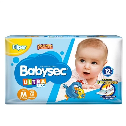 Imagem de Fralda Babysec Ultra Sec Galinha Pintadinha M, pacote hiper com 72 unidades