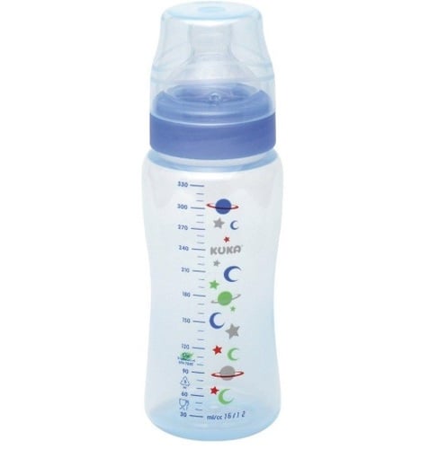 Imagem de Mamadeira Kuka Premium 6+ meses, azul, 1 unidade com capacidade de 330mL