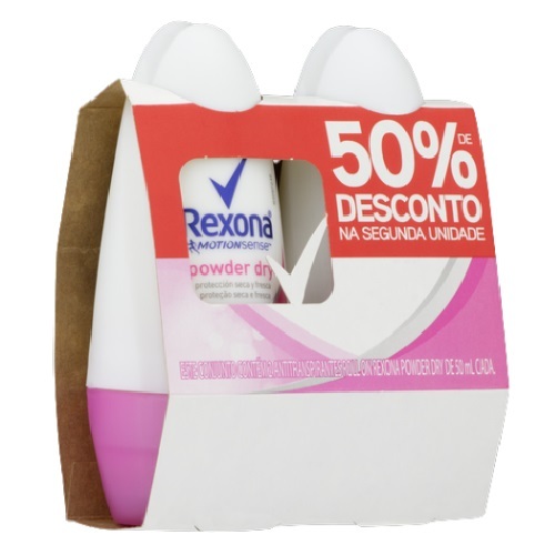 Imagem de Desodorante Antitranspirante Feminino Rexona Powder Dry roll-on, 2 unidades com 50mL cada