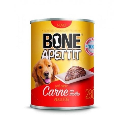 Imagem de Ração Úmida para Cães Adultos Bone Apettit Patê Super Premium carne ao molho, lata com 280g