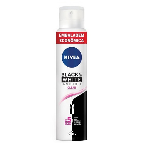 Imagem de Desodorante Antitranspirante Feminino Nivea Invisible Black & White Clear aerossol, 1 unidade com 200mL