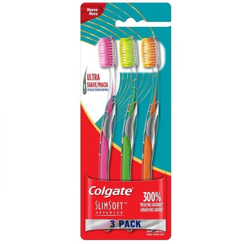 Imagem de Escova Dental Colgate Slim Soft Advanced ultra macia, sortida com 3 unidades