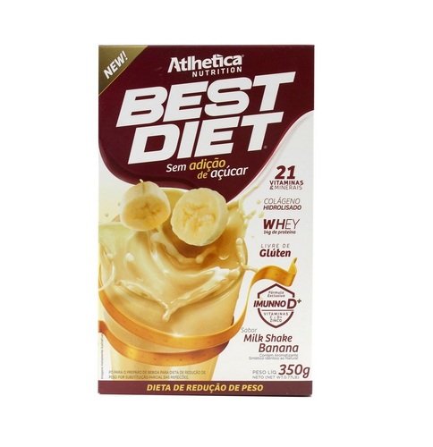 Imagem de Shake Atlhetica Nutrition Best Diet banana, caixa com 350g