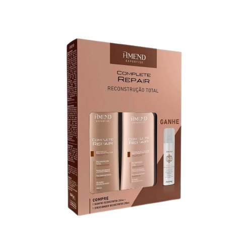 shampoo com 250mL + condicionador com 250mL + grátis, shampoo a seco com 75mL