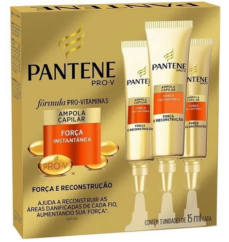 Imagem de Ampola de Tratamento Pantene Pro-V Força e Reconstrução caixa com 3 unidades de 15mL cada