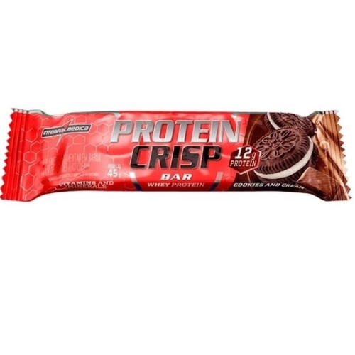 Imagem de Barra Proteica Integralmedica Protein Crisp Bar cookies and cream, 1 unidade com 45g