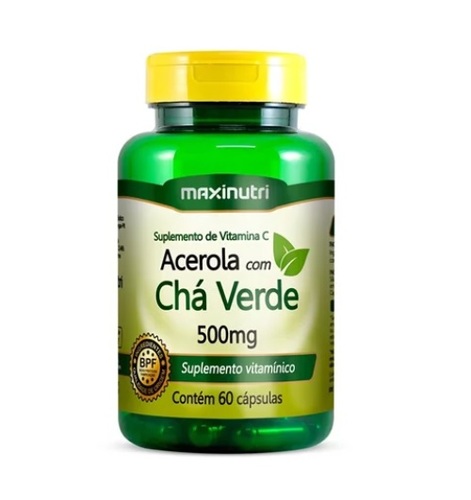 Imagem de Acerola com Chá Verde Maxinutri 500mg, frasco com 60 cápsulas