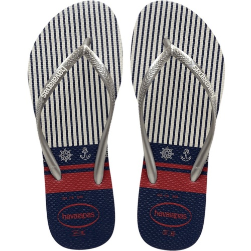 Imagem de Chinelo Havaianas Slim Nautical nº 39/40, branco e prata