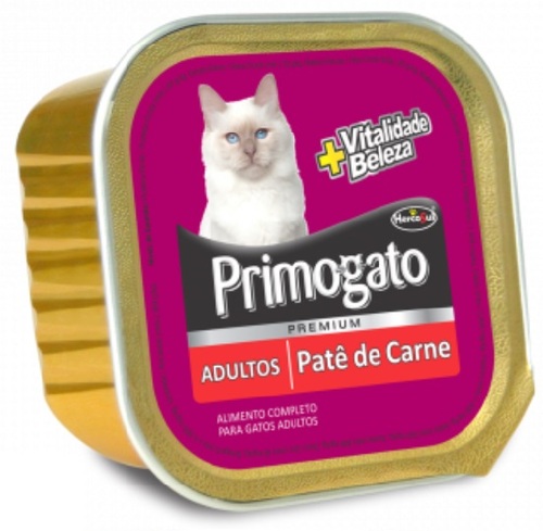 Imagem de Ração Úmida para Gatos Adultos Primogato Premium Patê carne, 1 unidade com 150g