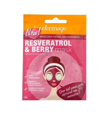 Imagem de Máscara Facial Antioxidante Dermage Resveratrol e Berry Mask sachê com 10g