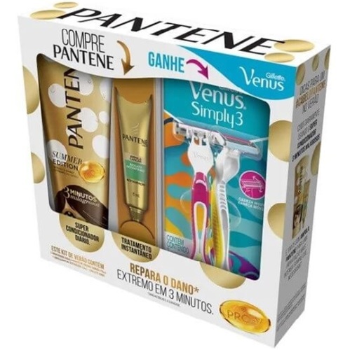 Imagem de Kit Pantene Summer Edition 3 Minutos Milagrosos condicionador, 170mL + ampola, 15mL + grátis, aparelho depilatório, 2 unidades