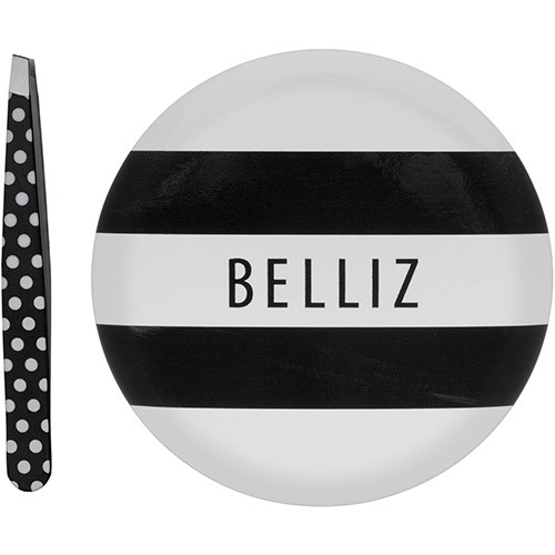 kit espelho e pinca belliz preto e branco
