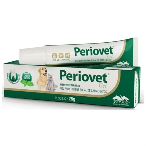 Imagem de Higienizador Bucal para Cães e Gatos Vetnil Periovet gel, menta com 25g