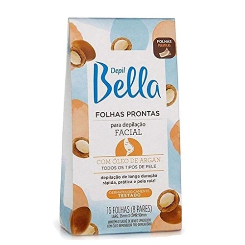 Imagem de Folha Depilatória Facial Depil Bella óleo de argan, 16 unidades