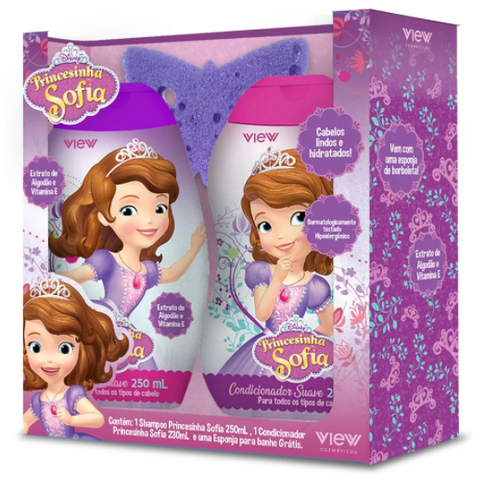 Imagem de Kit Princesinha Sofia View Cosméticos shampoo com 250mL + condicionador com 230mL + grátis, esponja