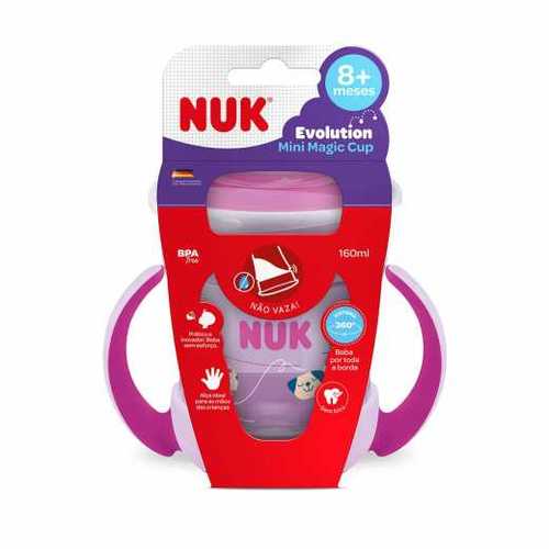 Imagem de Copo Nuk Evolution Magic 8+ meses, mini, com alça, rosa, girl com capacidade de 160mL