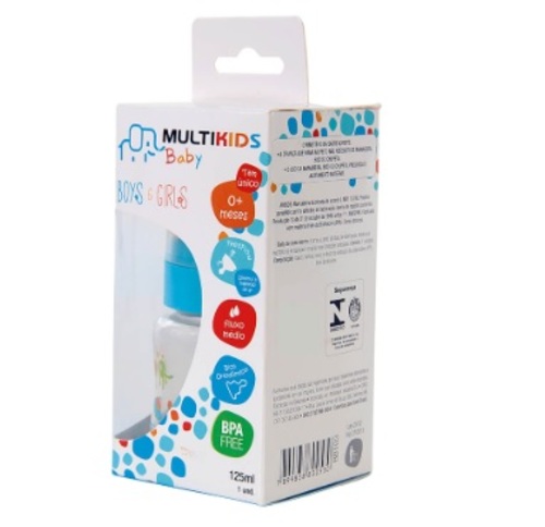 Imagem de Mamadeira Multikids Baby Boys & Girls 0+ meses, 125mL, azul