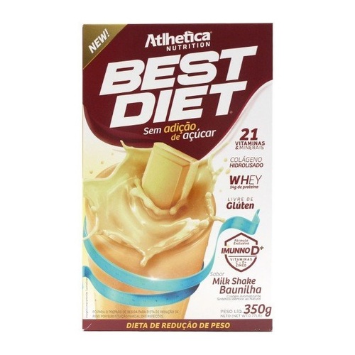 Imagem de Shake Atlhetica Nutrition Best Diet baunilha, caixa com 350g