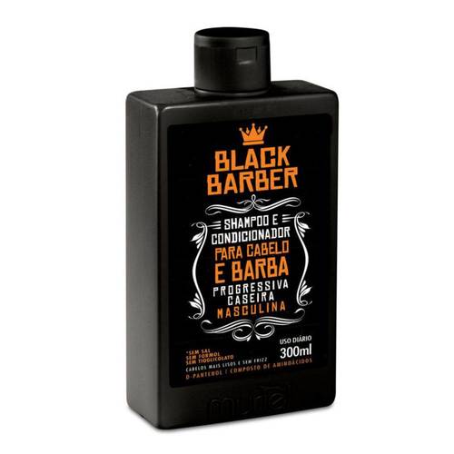 Imagem de Shampoo e Condicionador para Cabelo e Barba Black Barber Progressiva Caseira 300mL