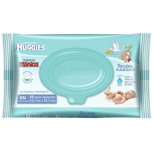 Imagem de Lenço Umedecido Huggies Turma da Mônica Recém Nascido pacote com 48 unidades