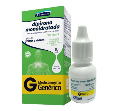 Imagem de Dipirona Monoidratada Farmace 500mg/mL, caixa com 1 frasco gotejador com 10mL de solução de uso oral