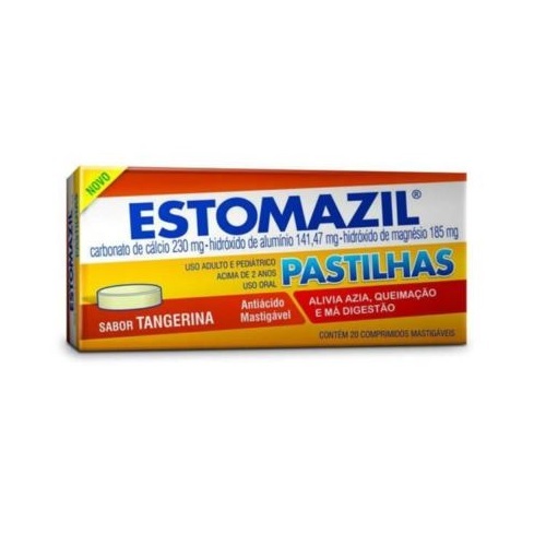 230mg + 185mg + 185mg, caixa com 20 comprimidos mastigáveis, tangerina