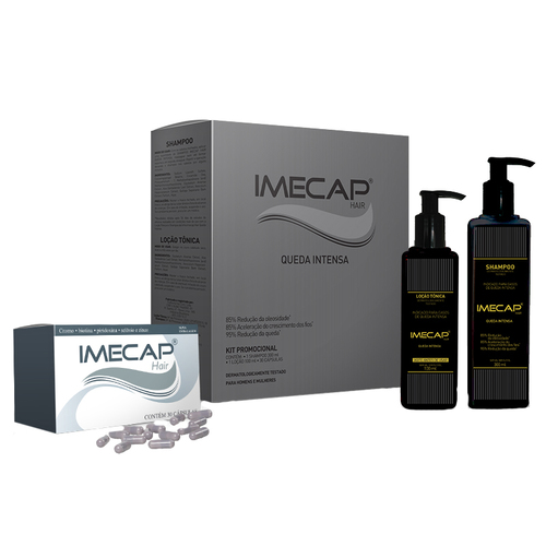 Imagem de Kit Imecap Hair Queda Intensa shampoo com 300mL + loção com 100mL + caixa com 30 cápsulas