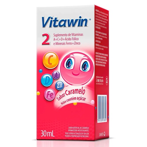 Imagem de Vitawin 2 frasco com 30mL de solução de uso oral, sabor caramelo