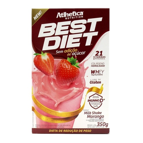 Imagem de Shake Atlhetica Nutrition Best Diet morango, caixa com 350g