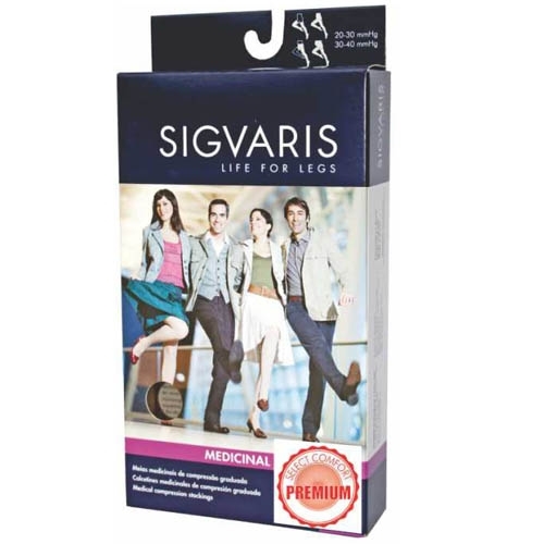 Imagem de Meia 3/4 Sigvaris Select Comfort Premium 20-30mmHg M, longo, ponteira aberta, natural