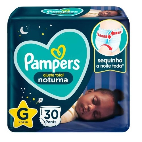 Imagem de Fralda Pampers Pants Ajuste Total Noturna G, pacote com 30 unidades