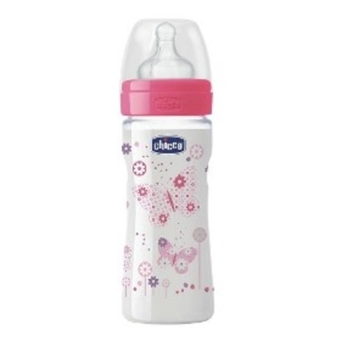 Imagem de Mamadeira Chicco Well-Being 2+ Meses, Fluxo Médio, 250mL, Menina