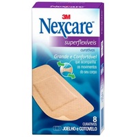 Curativo Superflexível Nexcare Joelho e Cotovelo sortido, caixa com 8 unidades