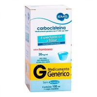 Carbocisteína EMS 20mg/mL, caixa com 1 frasco com 100mL de xarope infantil + copo medidor