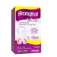 Bronqtrat 15mg/5mL, caixa com 1 frasco com 100mL de xarope infantil + copo medidor, sabor framboesa