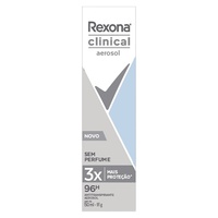 Desodorante Antitranspirante Rexona Clinical sem Perfume aerossol, 1 unidade com 150mL